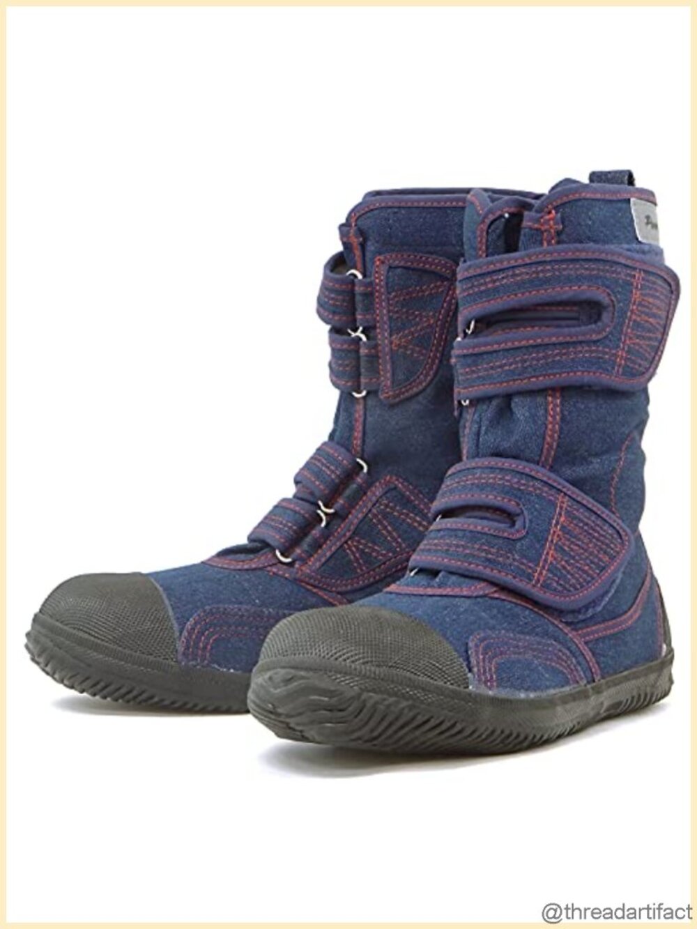 Steel Toe Safety Boots Hook and Loop Cotton Denim Work Boots Mid-Calf